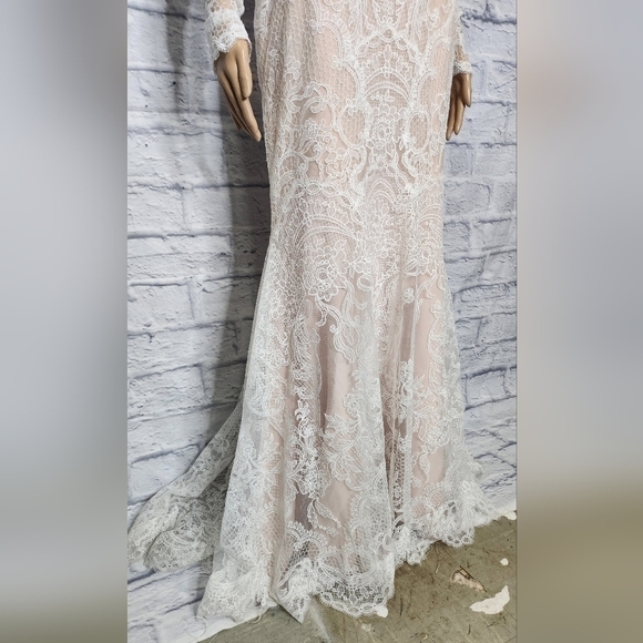 NWT Anthropologie BHLDN Watters Ula Blush lace sheet back wedding gown Sz 2 - Picture 9 of 16